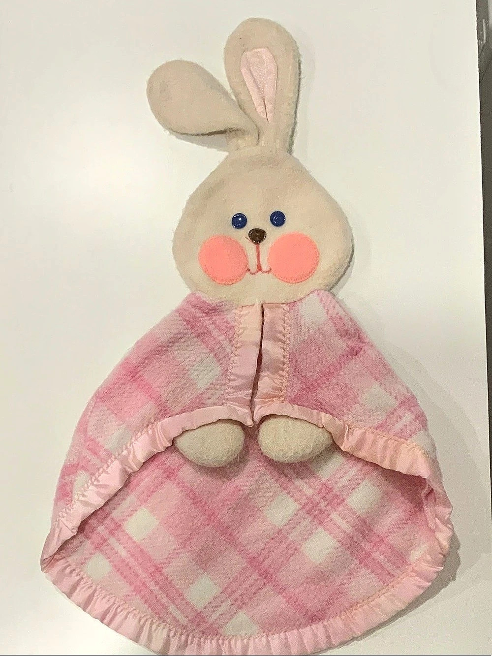 Fisher-Price Bunny Lovey Vintage Pink & White Plaid